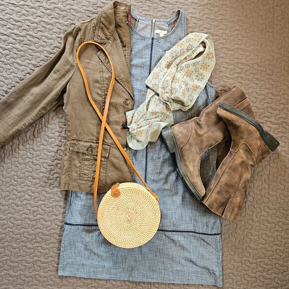 GAP A-Line Denim Dress With Cut Out Details - Picture 1 of 7